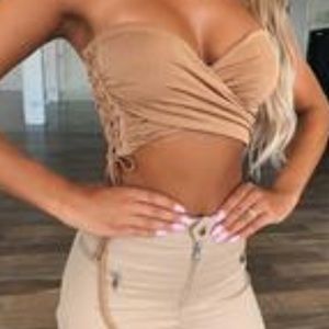 Tiger Mist strapless top